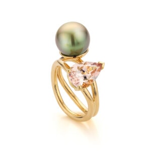 verlovingsring cocktail ring geel goud morganiet groene tahiti parel marie-benedicte