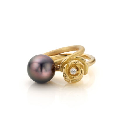engagement ring engagement rings yellow gold diamond tahiti pearl marie-benedicte