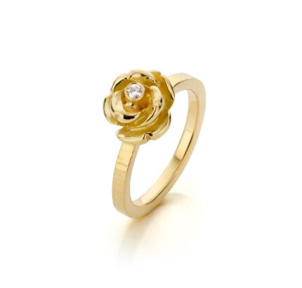 engagement ring yellow gold flower rose diamond marie-benedicte ghent