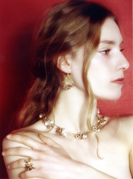 necklace silver gold garnet sakura marie-benedicte