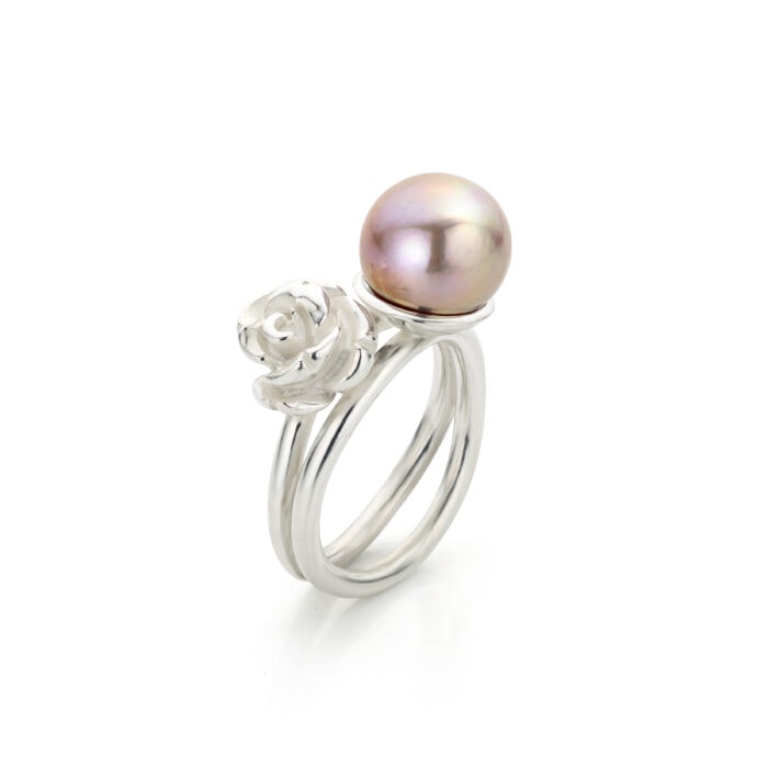 ring rose silver edison pearl engagement ring marie-benedicte