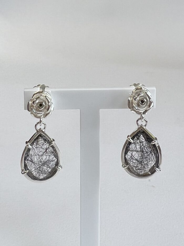 earrings-silver-rose-black-turmaline-quartz-jewel design