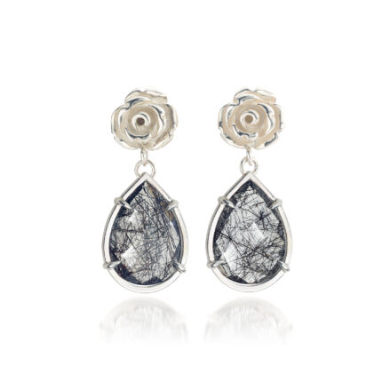 earrings roses roses silver black tourmaline quartz marie benedicte