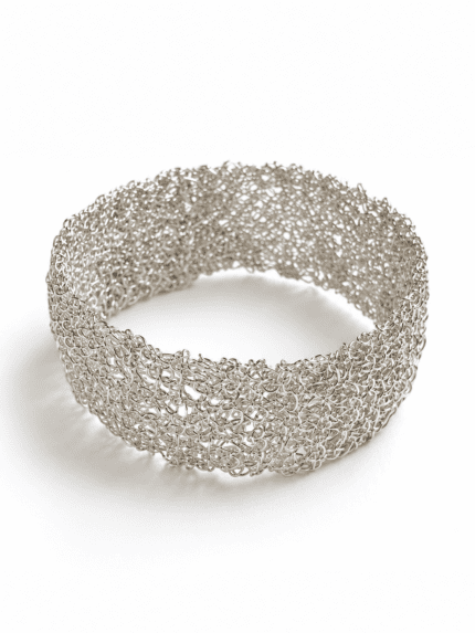 Unique handmade silver knitted bracelet