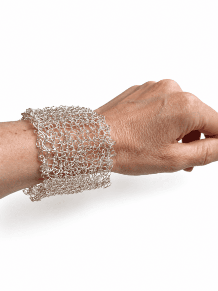 unique statement silver bracelet unique knitted lace